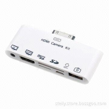 6 in 1 HDMI® Converter for iPad/iPhone, 30-pin to HDMI + AV + USB + Card Reader + Micro USB